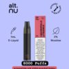 alt.NU Kiwifruit Strawberry Disposable Vape – 8000 puffs of fruity flavor. Rechargeable, mesh coil, leak-proof. Available now at Vape Boss UAE Abu Dhabi and Dubai